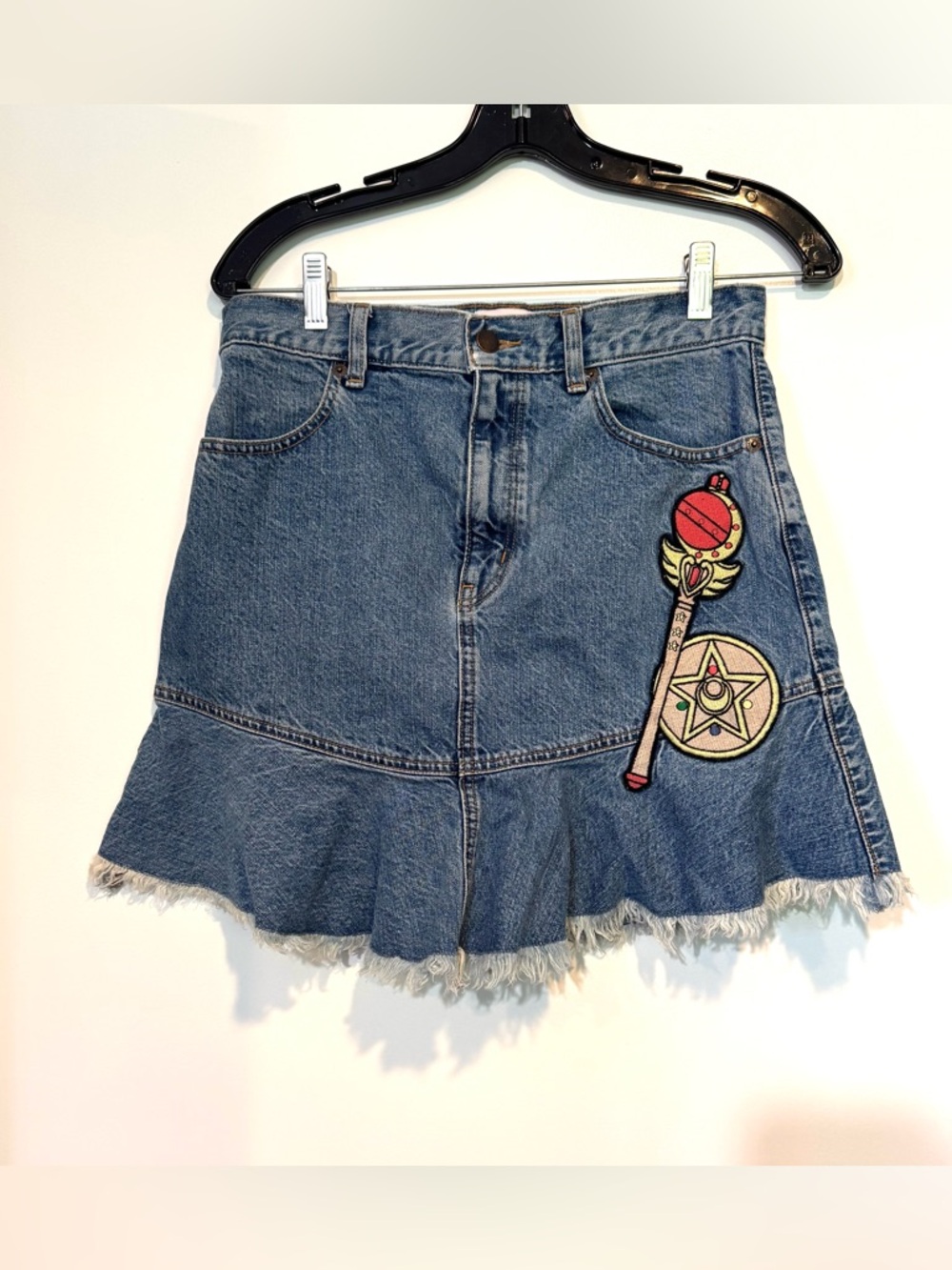 Rare Sailor Moon x GU 25th Anniversary Denim Ruffle Mini Skirt Japan Exclusive